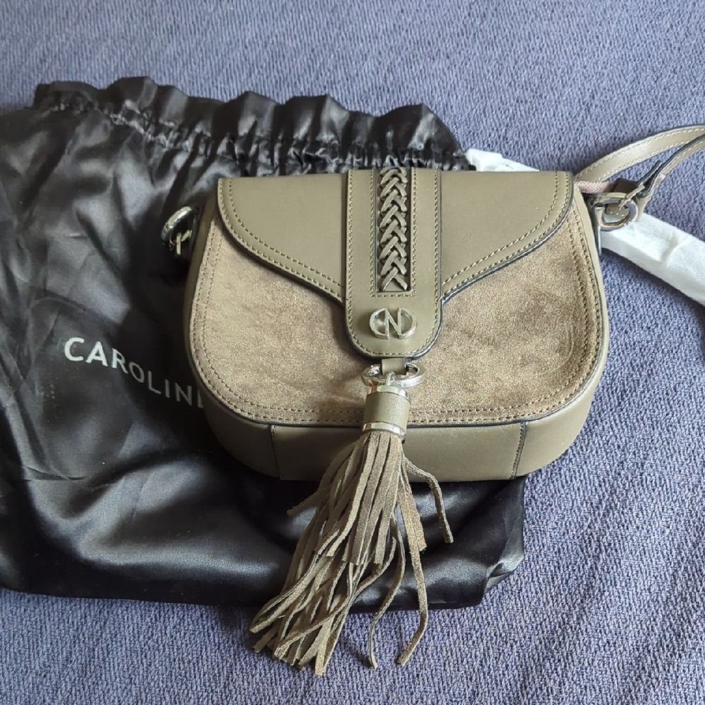 Caroline Neron Greige Leather Bag with Tassel
